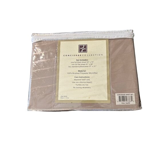 Concierge Collection Easy Care Microfiber Sheet Set Full Size Beige - Picture 3 of 4
